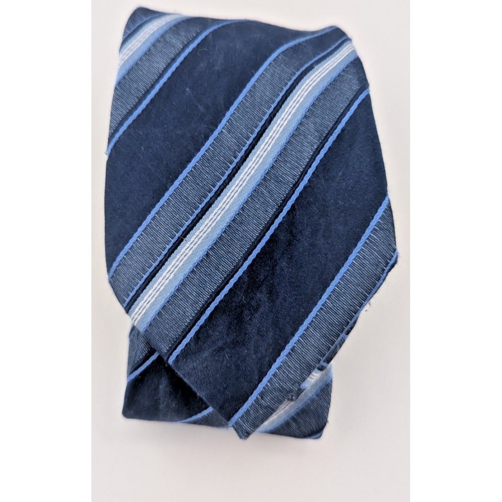 Marc Anthony mens 100% silk 3 inch blue & silver diagonal striped tie